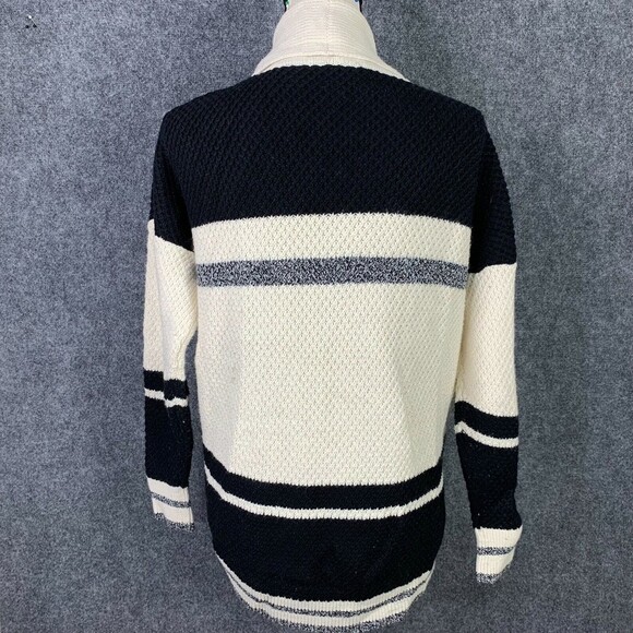 Madewell Open Cardigan Sweater Shawl Collar Chunky Knit Ivory & Black Size XS - Picture 4 of 9